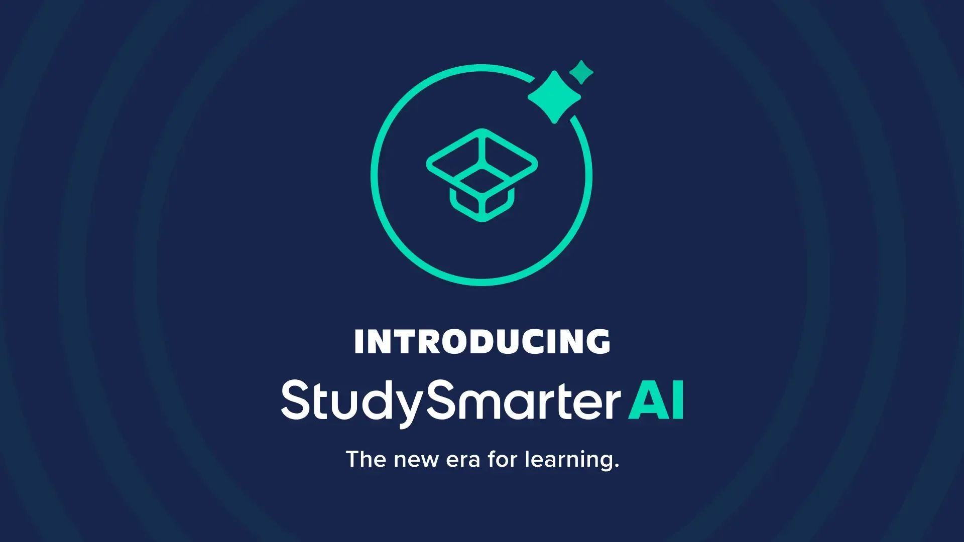 StudySmarter AI introduction screen with teal logo on dark blue background and tagline "The new era for learning"